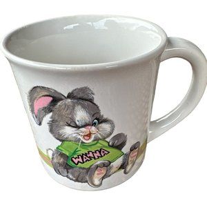 Vintage 1982 Animal Talk Series Bunny Wink Ceramic Mug w/Handle 9 oz. 3.5" READ